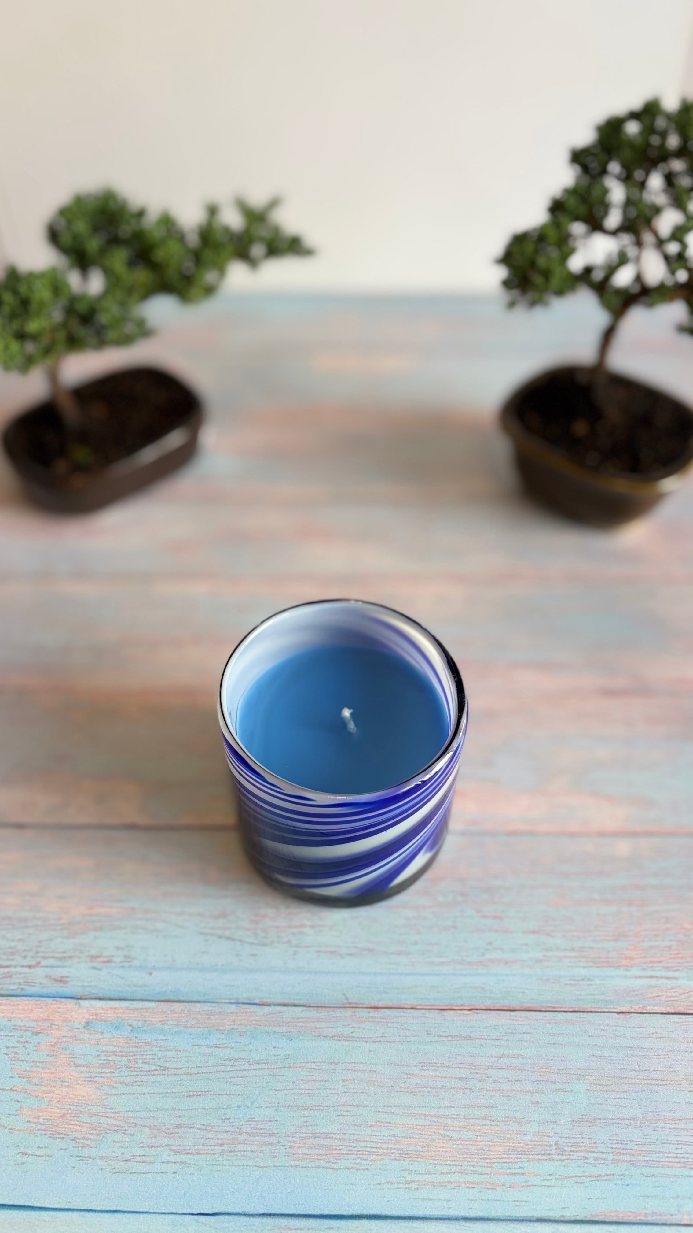 Vela vaso rayas Luz de Luna 150ml