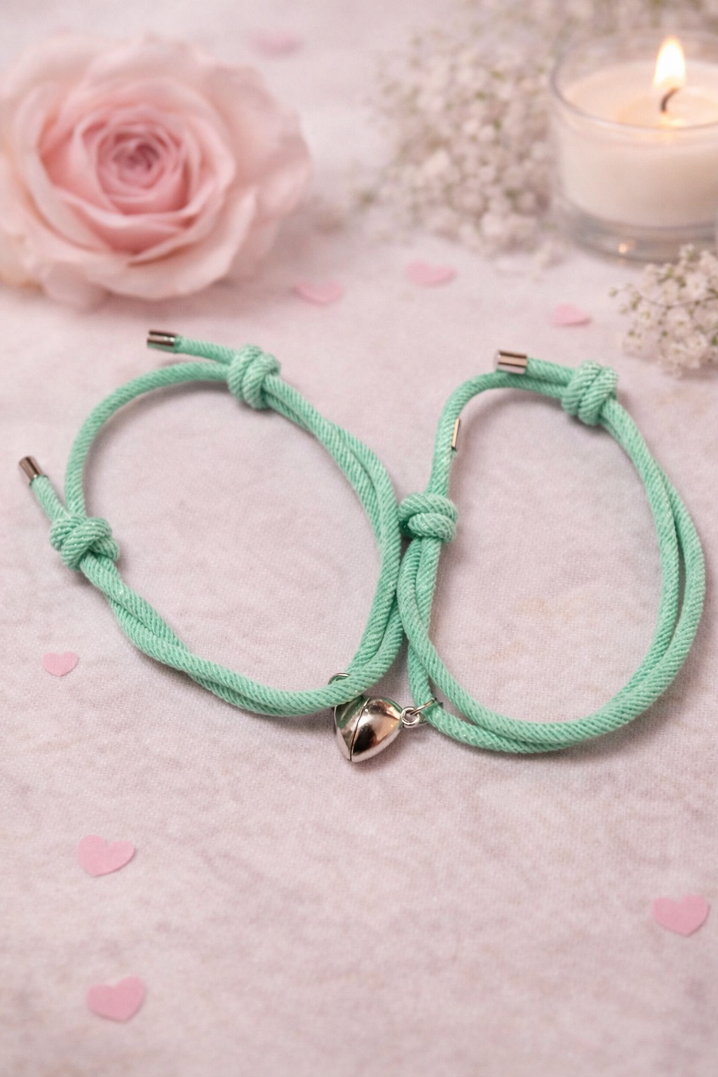 Pulseras de Pareja con Corazón