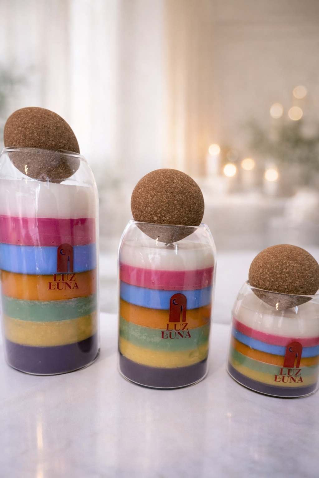 Velas de los 7 chakras en frasco de vidrio