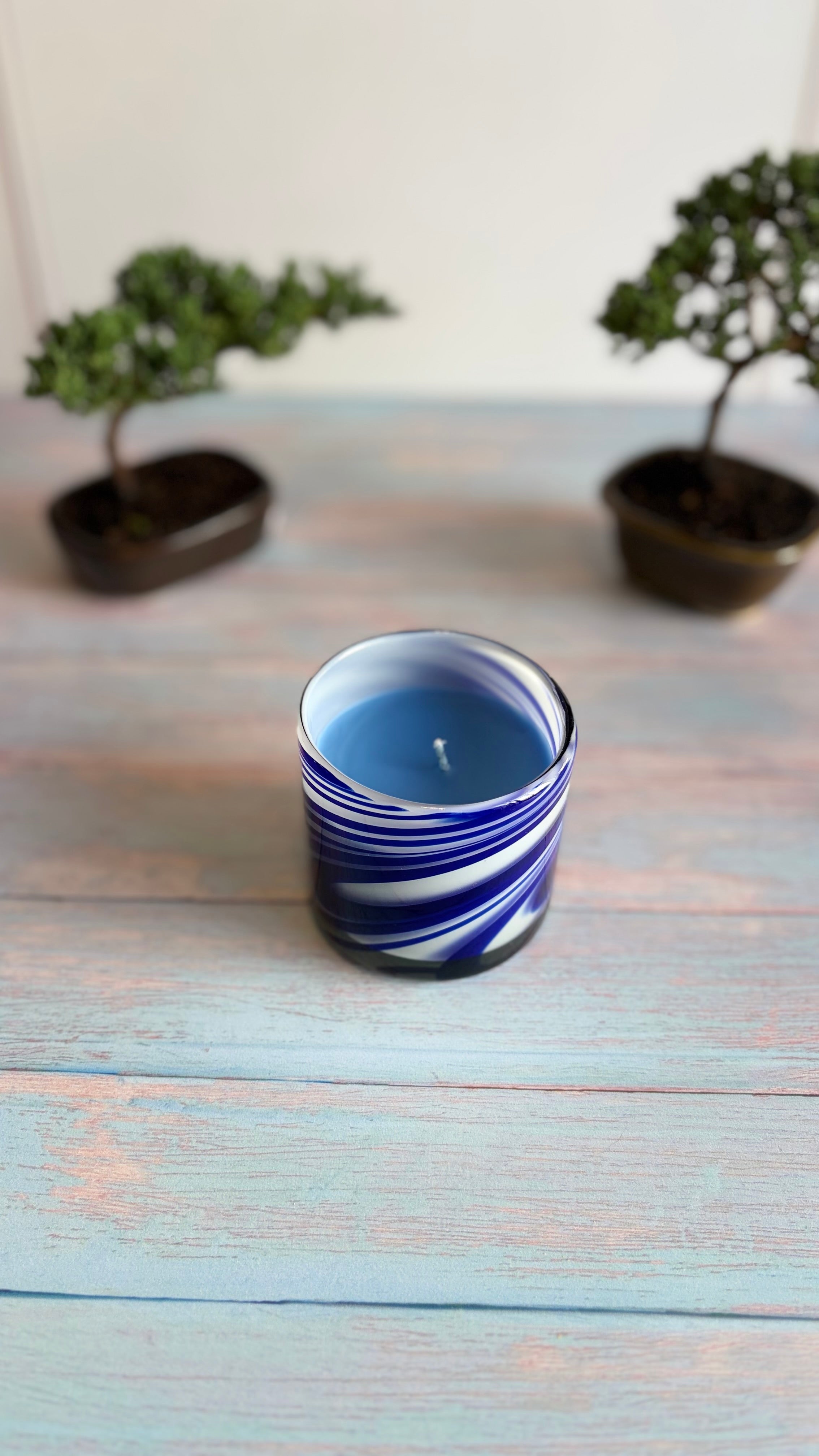 Vela vaso rayas Luz de Luna 150ml