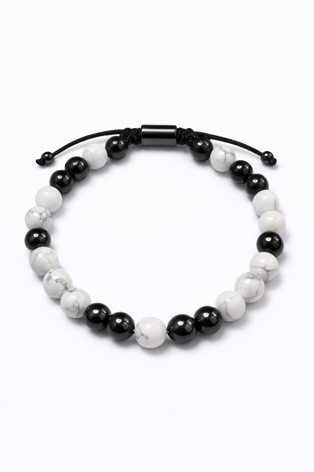 Pulsera de piedras naturales blanco & negro – Ajustable