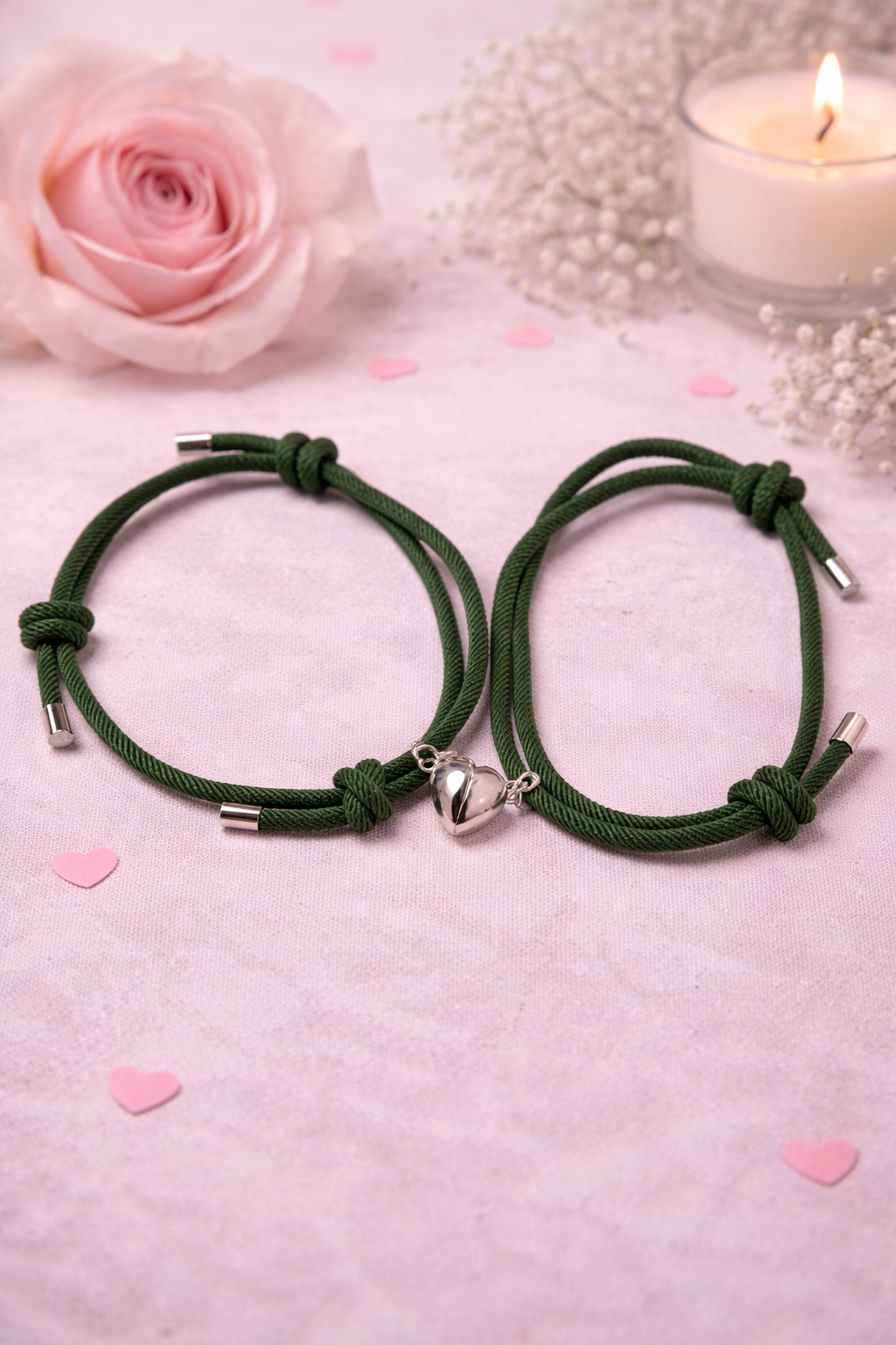 Pulseras de Pareja con Corazón