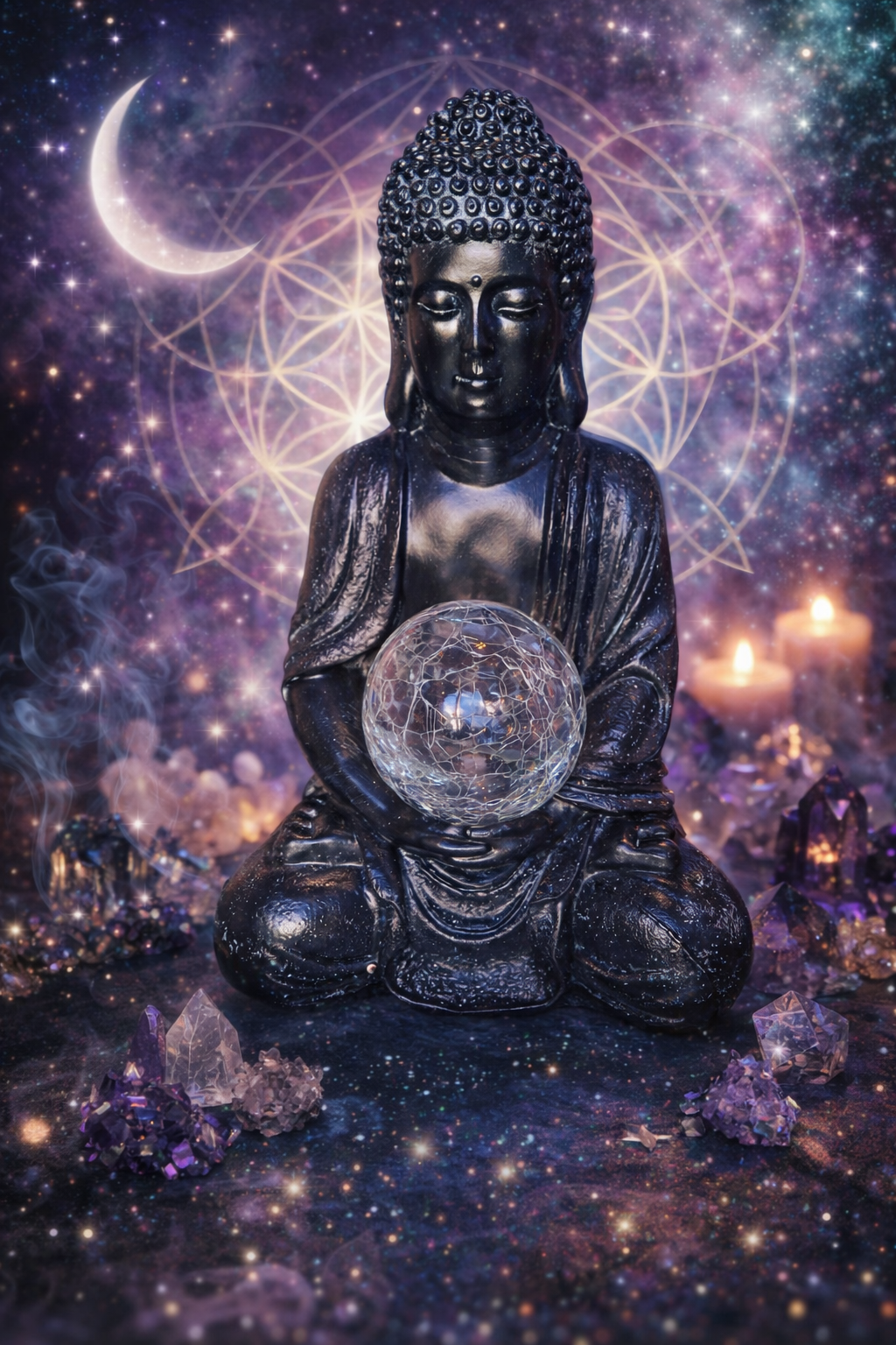 Lámpara solar decorativa estilo Buda