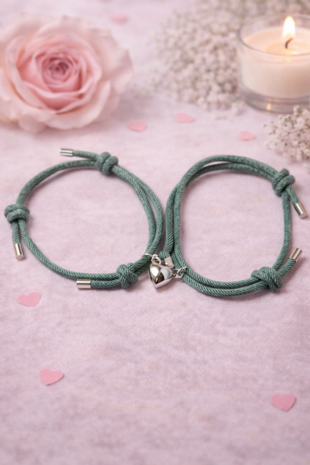 Pulseras de Pareja con Corazón
