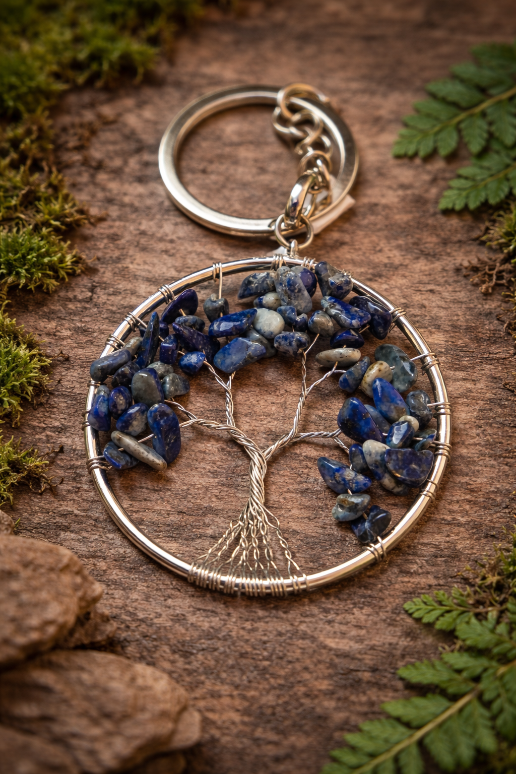 Llavero Árbol de la Vida con piedras naturales