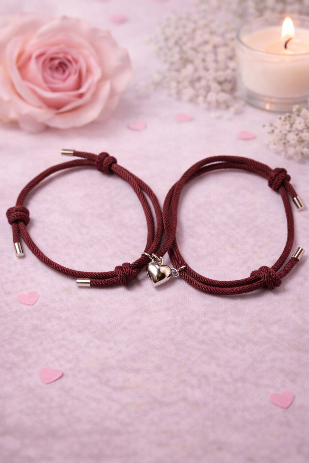 Pulseras de Pareja con Corazón