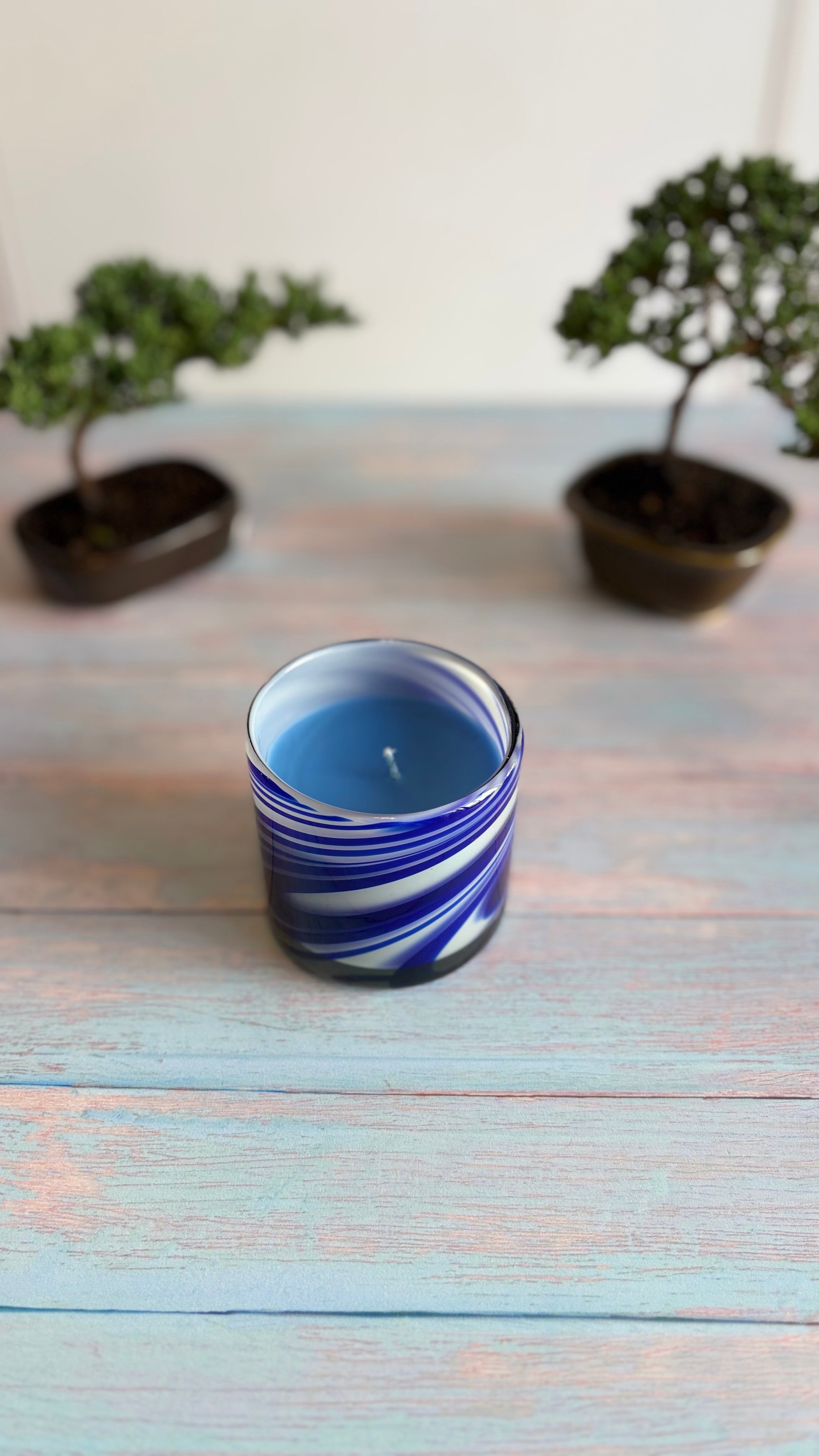 Vela vaso rayas Luz de Luna 150ml