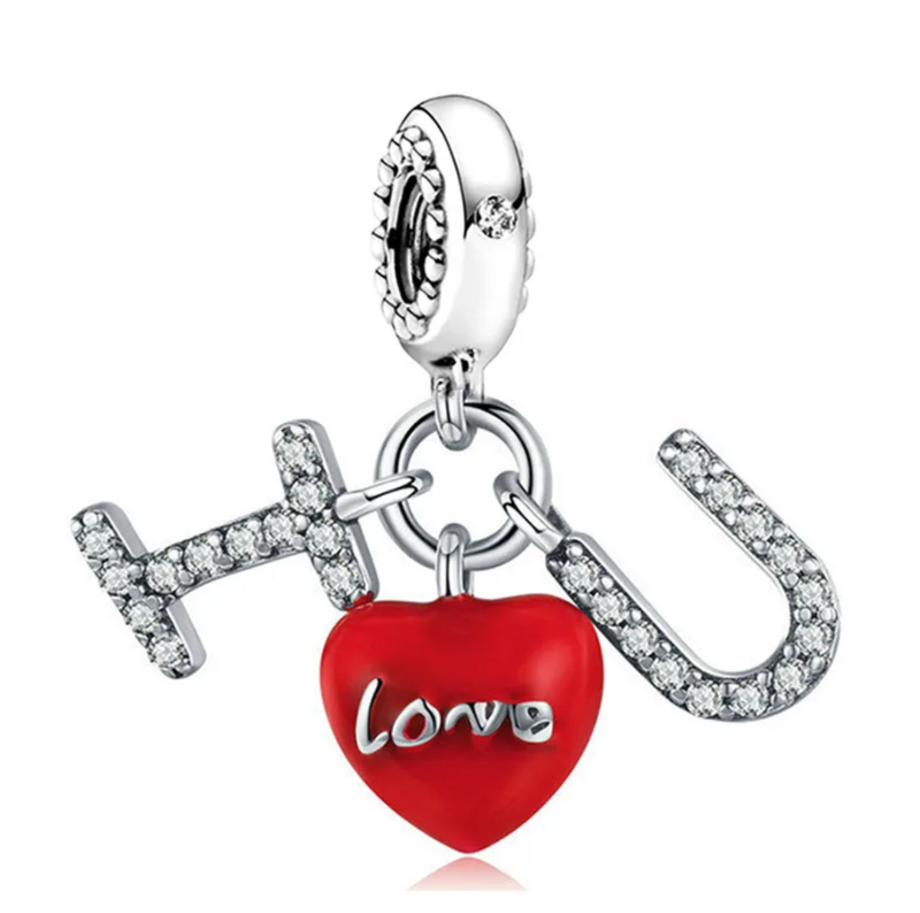 Set de Charms Plateados con Detalles en Rojo