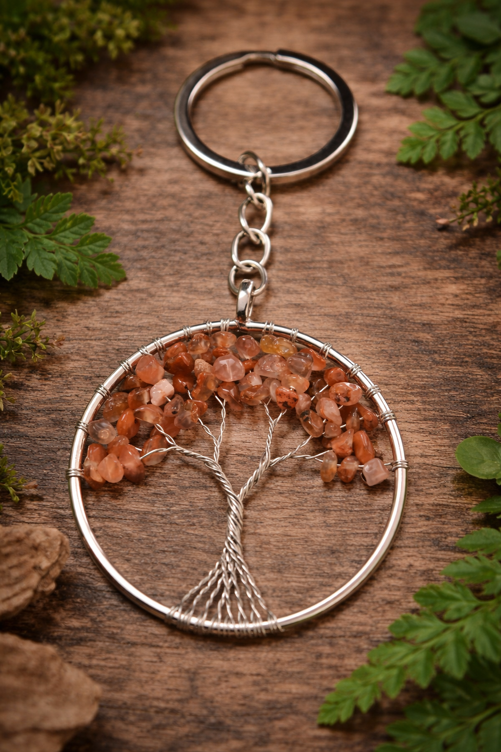 Llavero Árbol de la Vida con piedras naturales