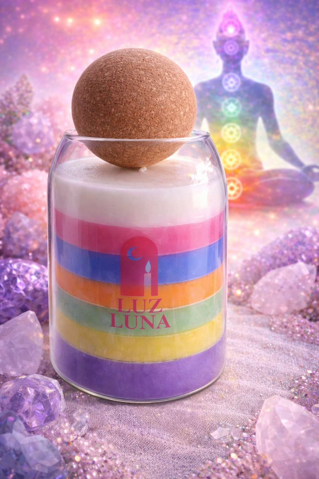 Velas de los 7 chakras en frasco de vidrio