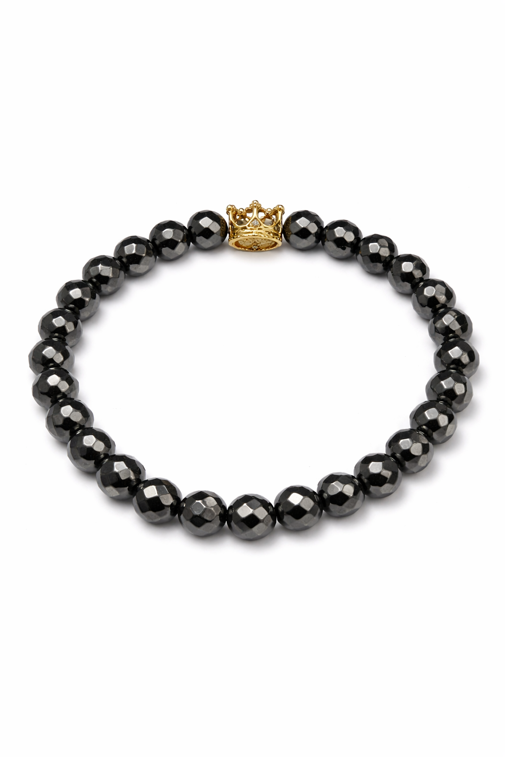 Pulsera de cuentas facetadas con corona dorada