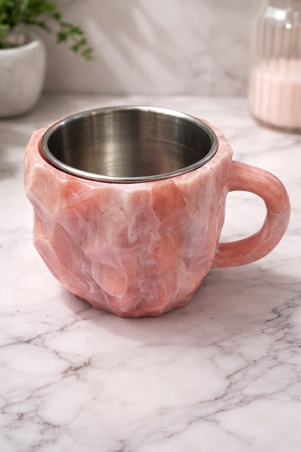 Taza efecto cristal con interior de acero inoxidable