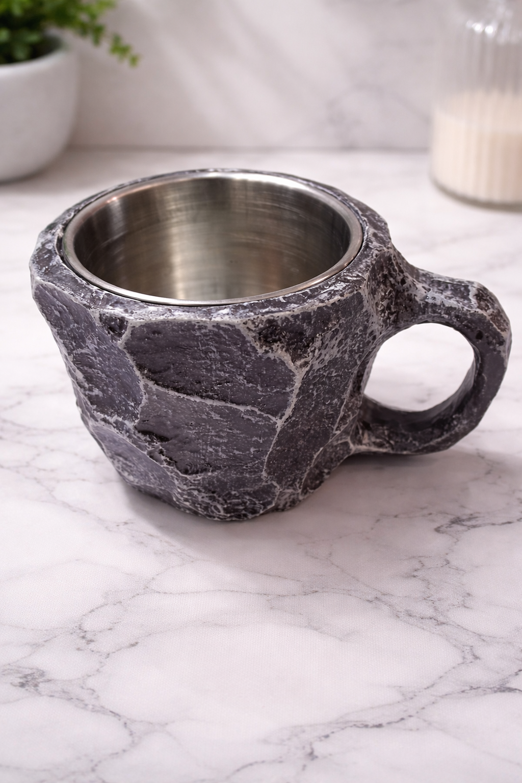 Taza efecto cristal con interior de acero inoxidable